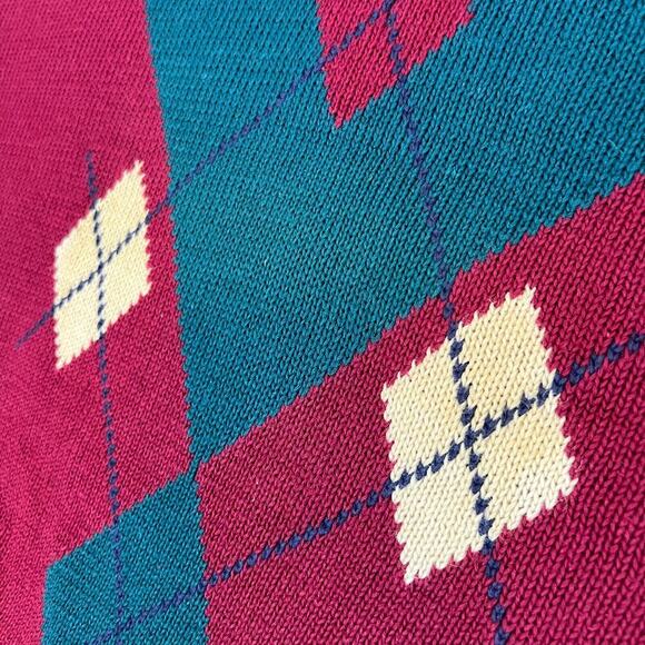 VTG Par Four Sweater Mens Medium Tall Colorful Argyle Crewneck Pullover Grandpa - Picture 6 of 10